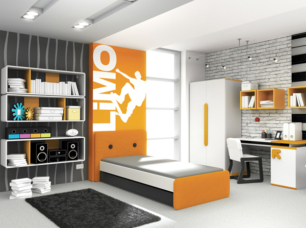 Meble z kolekcji Limo producenta Timoore pasują do pokoju nastolatka. Nastolatek ucieszy się z nowoczesnych kształtow mebli.