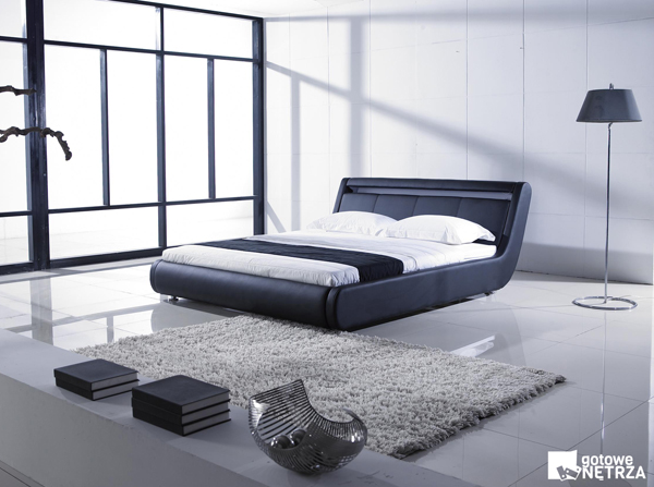 Łóżko tapicerowane z wbudowaną diodą LED. Łóżko przykuwające uwagę, robi wrażenie