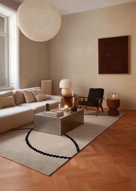 Beżowy dywan z czarnym geometrycznym wzorem Luna Beige Black 5011 Carpets & More