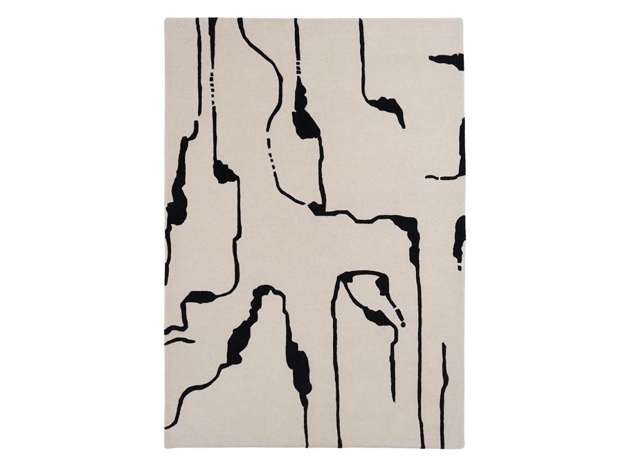 Biały dywan w czarny abstrakcyjny wzór Shapes Canyon White 5117 Carpets & More
