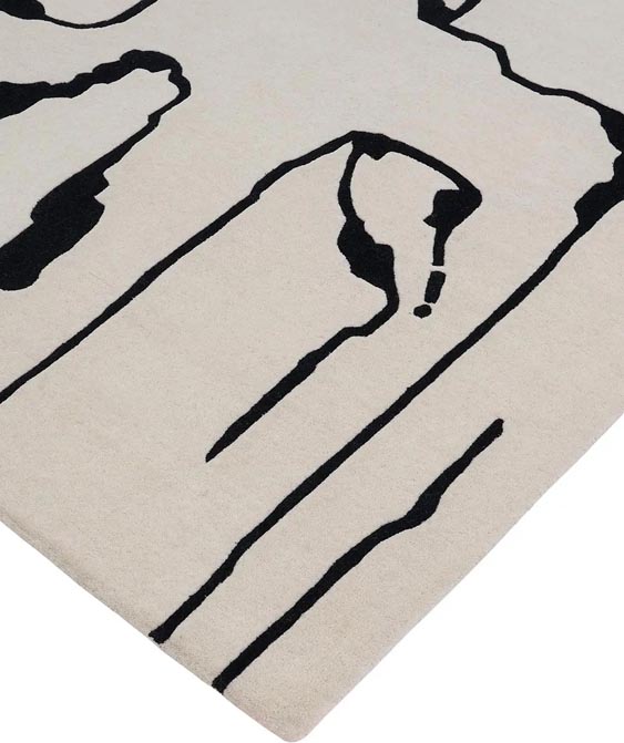 Biały dywan w czarny abstrakcyjny wzór Shapes Canyon White 5117 Carpets & More
