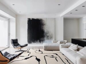 Biały dywan w czarny abstrakcyjny wzór Shapes Canyon White 5117 Carpets & More