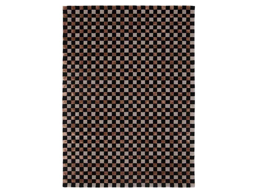 Dywan w czarno-szaro-brązową szachownicę Flicker Black Grey Brown 5018 Carpets & More