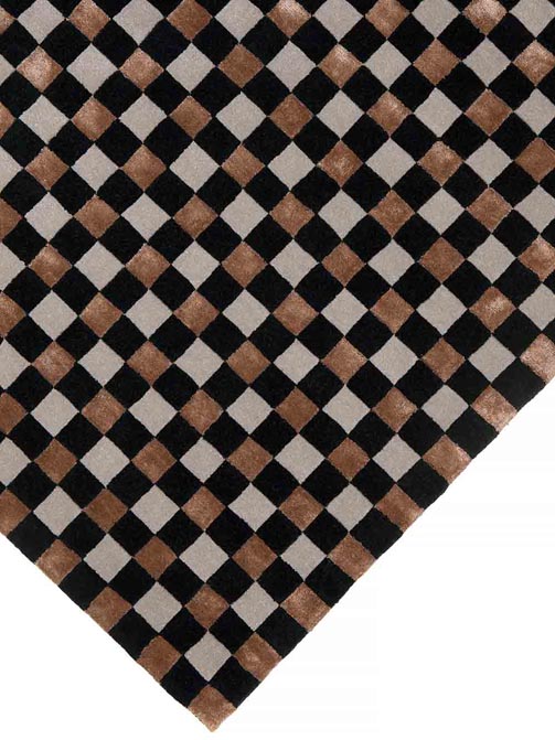 Dywan w czarno-szaro-brązową szachownicę Flicker Black Grey Brown 5018 Carpets & More
