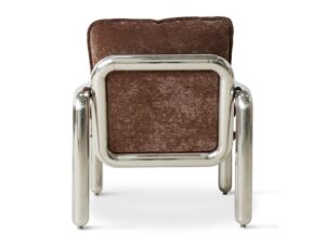 Fotel wypoczynkowy chromowany brązowy velvet HKliving