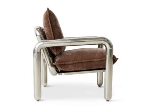 Fotel wypoczynkowy chromowany brązowy velvet HKliving