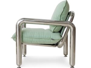 Fotel wypoczynkowy chromowany miętowy płótno HKliving
