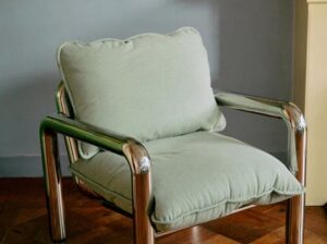 Fotel wypoczynkowy chromowany miętowy płótno HKliving