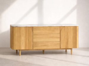Komoda dębowa Arden z marmurowym blatem Mestiere Home