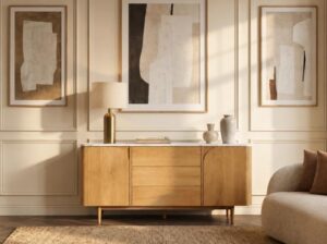 Komoda dębowa Arden z marmurowym blatem Mestiere Home