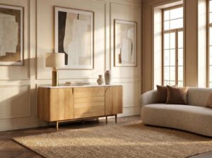 Komoda dębowa Arden z marmurowym blatem Mestiere Home
