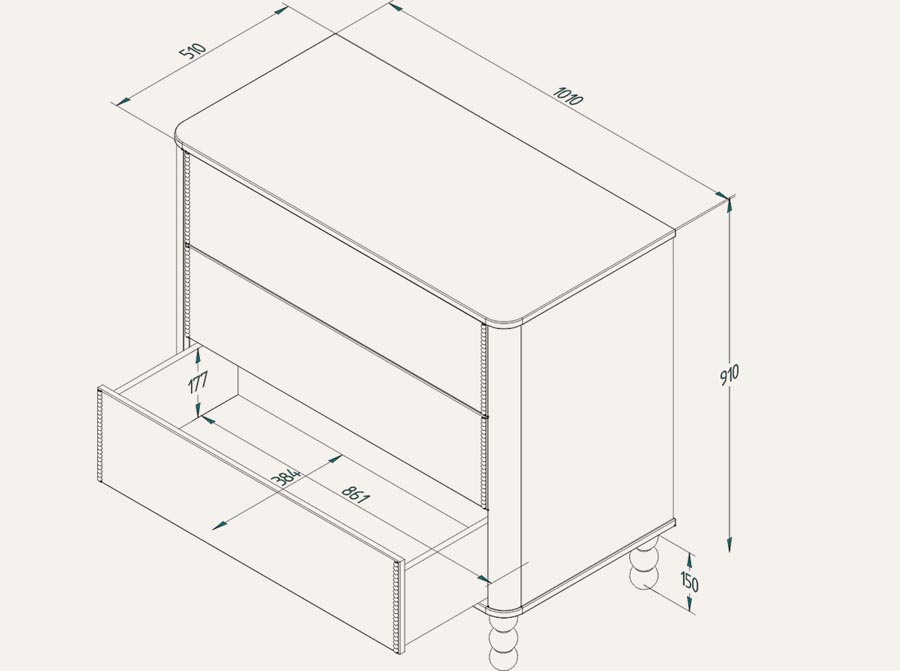 Komoda z szufladami Dot słoneczna terakota Wood Luck