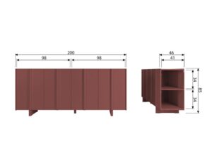 Kredens Basu sosna burgund Woood