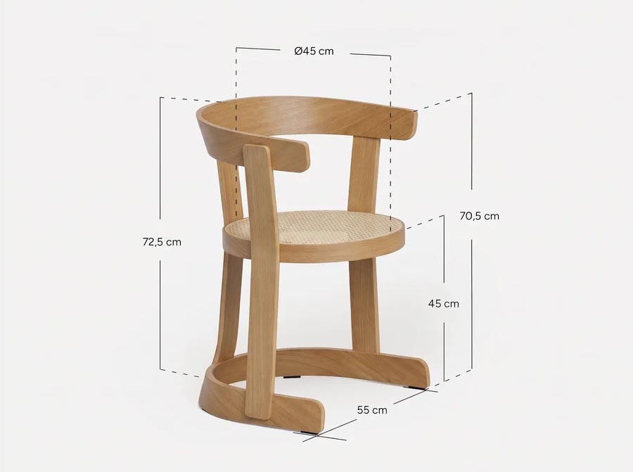 Krzesło Klepsydra z plecionką rattanową 366 Concept