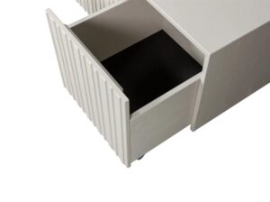 Ławka z szufladami Gravure z drewna sosnowego dust Woood