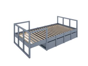 Łóżko 90x200 cm Tweens zgaszony niebieski Wood Luck