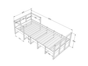 Łóżko 90x200 cm Tweens zgaszony niebieski Wood Luck