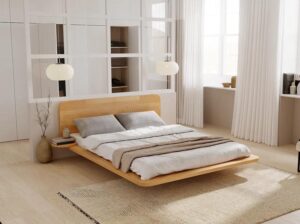 Łóżko lewitujące bukowe Japandic naturalne Skandica