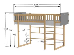 Łóżko niskie antresola Basic Wood Luck