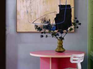 Okrągły stół do jadalni 130 cm malinowy HKliving