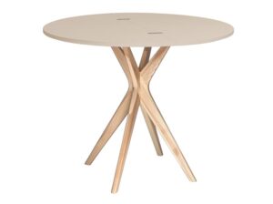 Półokrągły stół rozkładany JUBI 90 cm kawa z mlekiem Ragaba