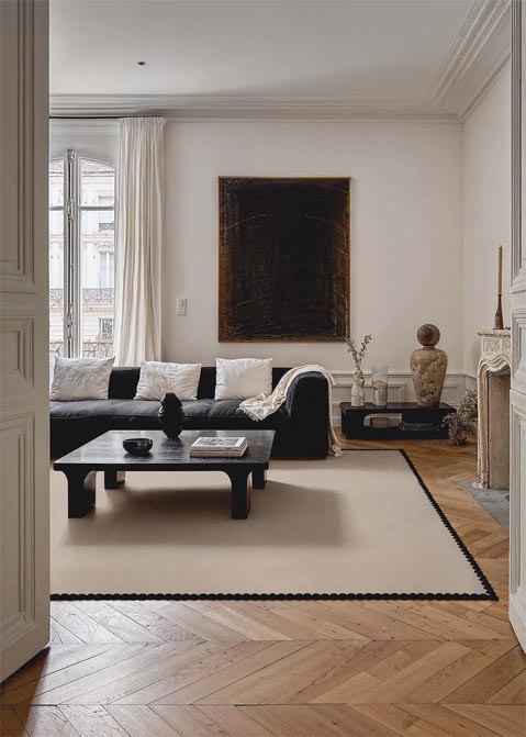 Ręcznie tuftowany dywan wełniany Laila Beige Black 5010 Carpets & More