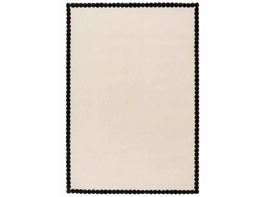 Ręcznie tuftowany dywan wełniany Laila White Black 5049 Carpets & More