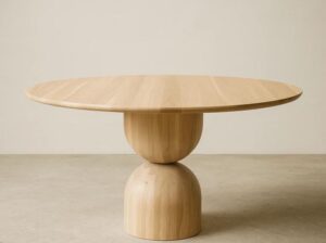Rozkładany stół dębowy okrągły Globo z geometryczną podstawą Mestiere Home