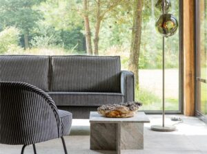 Sofa 3-osobowa Rodeo w pasy czarno-szara Woood