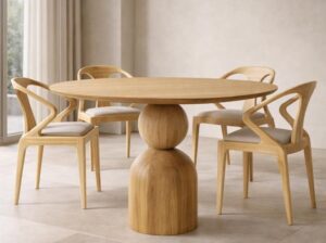 Stół dębowy okrągły z kulistą podstawą Arbo Mestiere Home