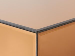 Stolik kawowy z blokiem lustrzanym 80x55 cm dymny brąz HKliving