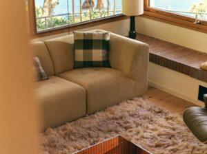 Stolik kawowy z blokiem lustrzanym 80x55 cm dymny brąz HKliving