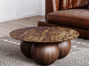 Stolik kawowy z brązowego marmuru Astro Marle Home