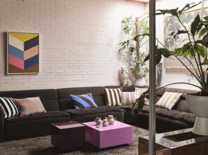 Stolik z blokami lustrzanymi L różowy HKliving