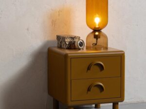 Szafka nocna Rune metalowa kolor miodowy Woood