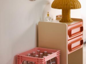 Szafka nocna Space pomarańczowa kremowa HKliving