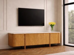 Szafka RTV dębowa Arden z marmurowym blatem Mestiere Home