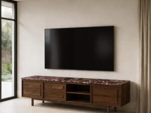 Szafka RTV dębowa Piesso z marmurowym blatem Mestiere Home
