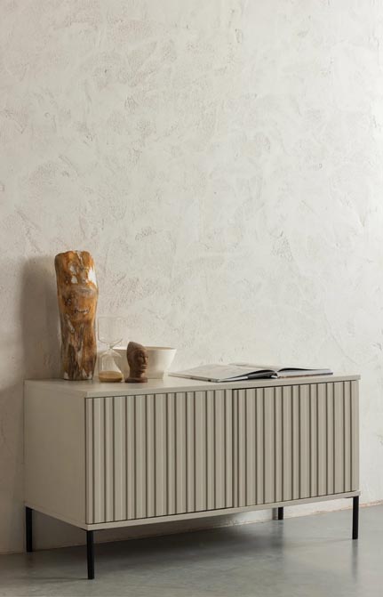 Szafka RTV Gravure z drewna sosnowego 100 cm dust Woood
