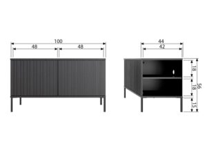 Szafka RTV Gravure z drewna sosnowego 100 cm dust Woood