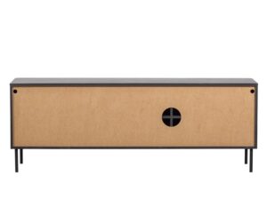 Szafka RTV Gunnar 154 cm z drewna sosnowego czarny mat Woood