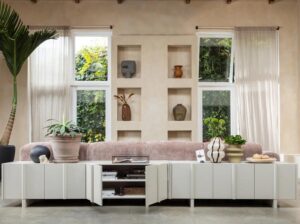 Szafka RTV z drewna sosnowego 152 cm dust Woood