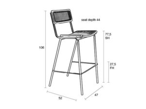 Wysoki stołek barowy Jort Zuiver